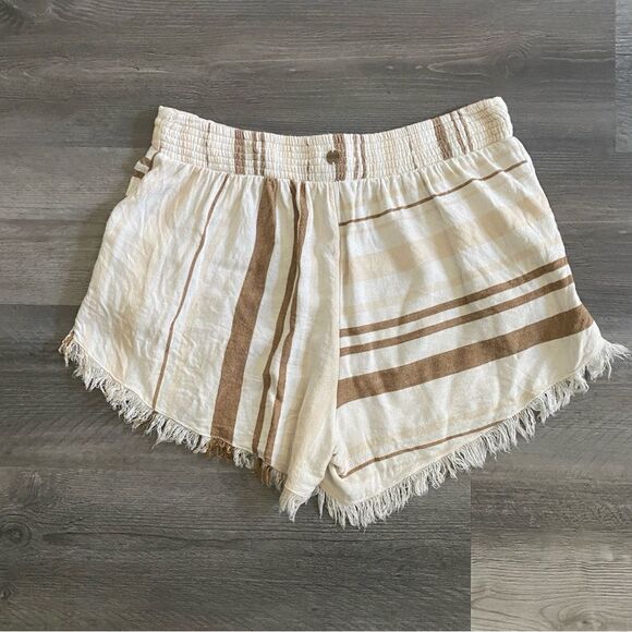 Rip Curl Shorts Elastic Waist Brown Tan Cream Stripe XL - Picture 5 of 10